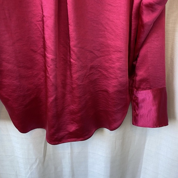 Women's Good American Washed Satin Weekend Shirt L / XL Love Potion Pink - Picture 12 of 14